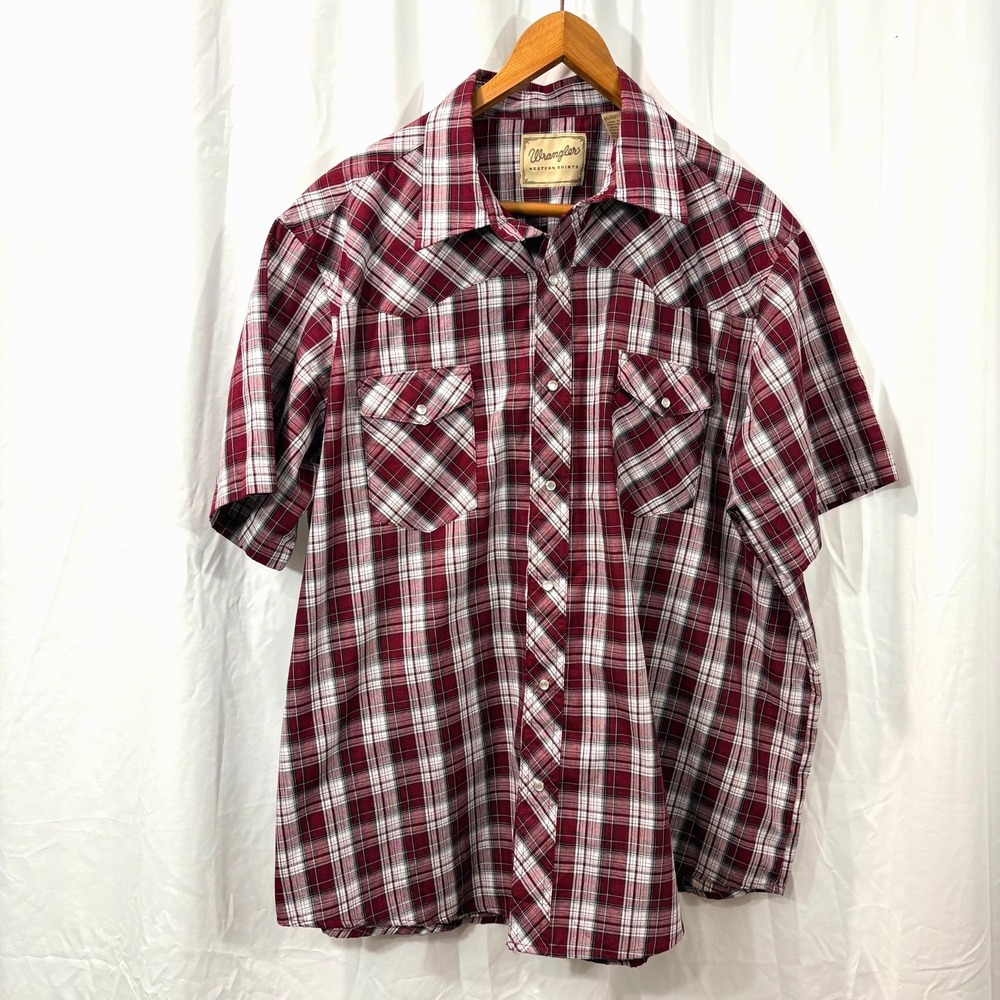 Men's Wrangler Western Wear Pearl Snap Short Sleeve Shirt, Pockets, Size 2XL